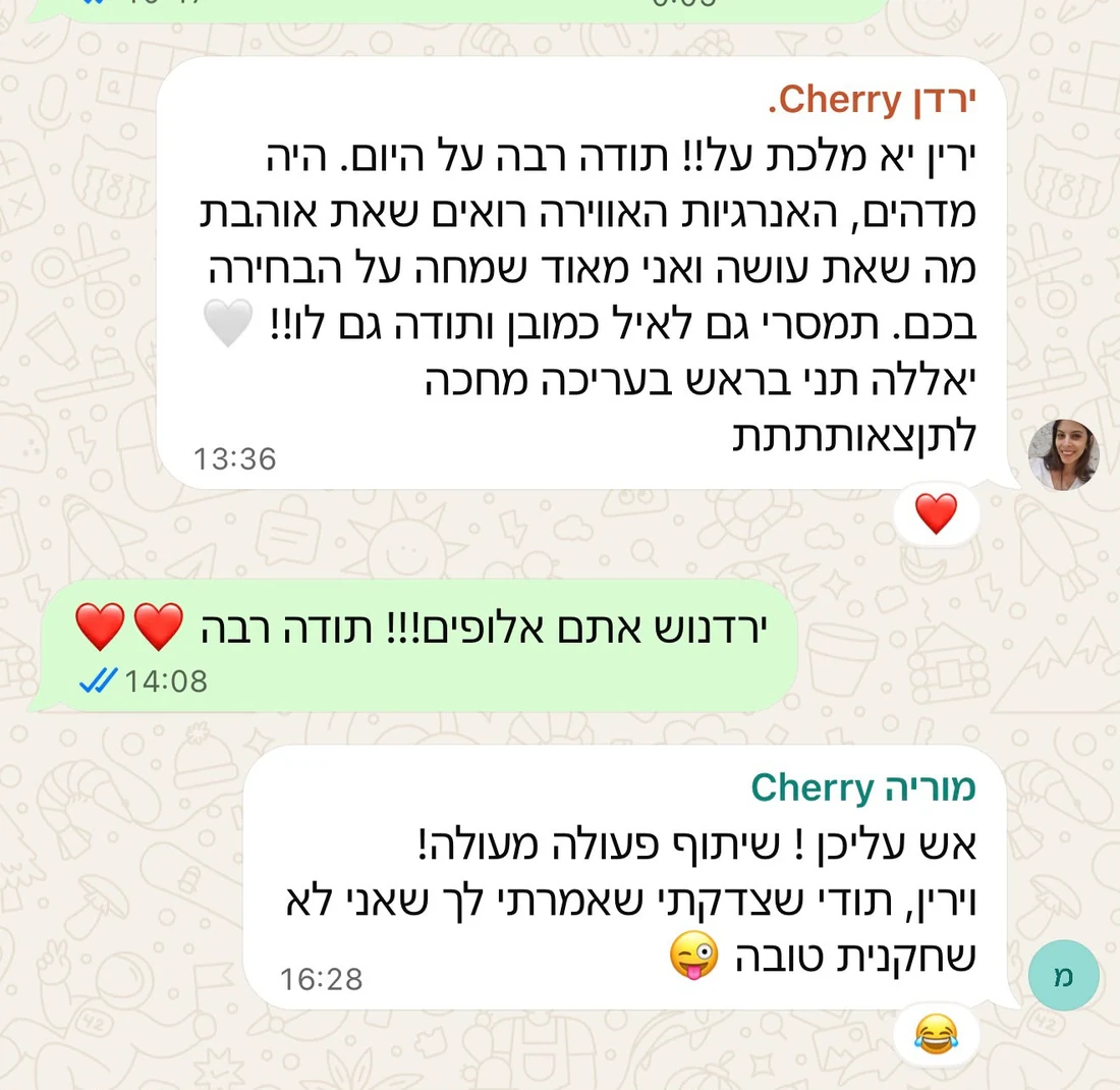 הודעות וואטסאפ מ־Cherry על יום הצילום: שיתוף פעולה מעולה